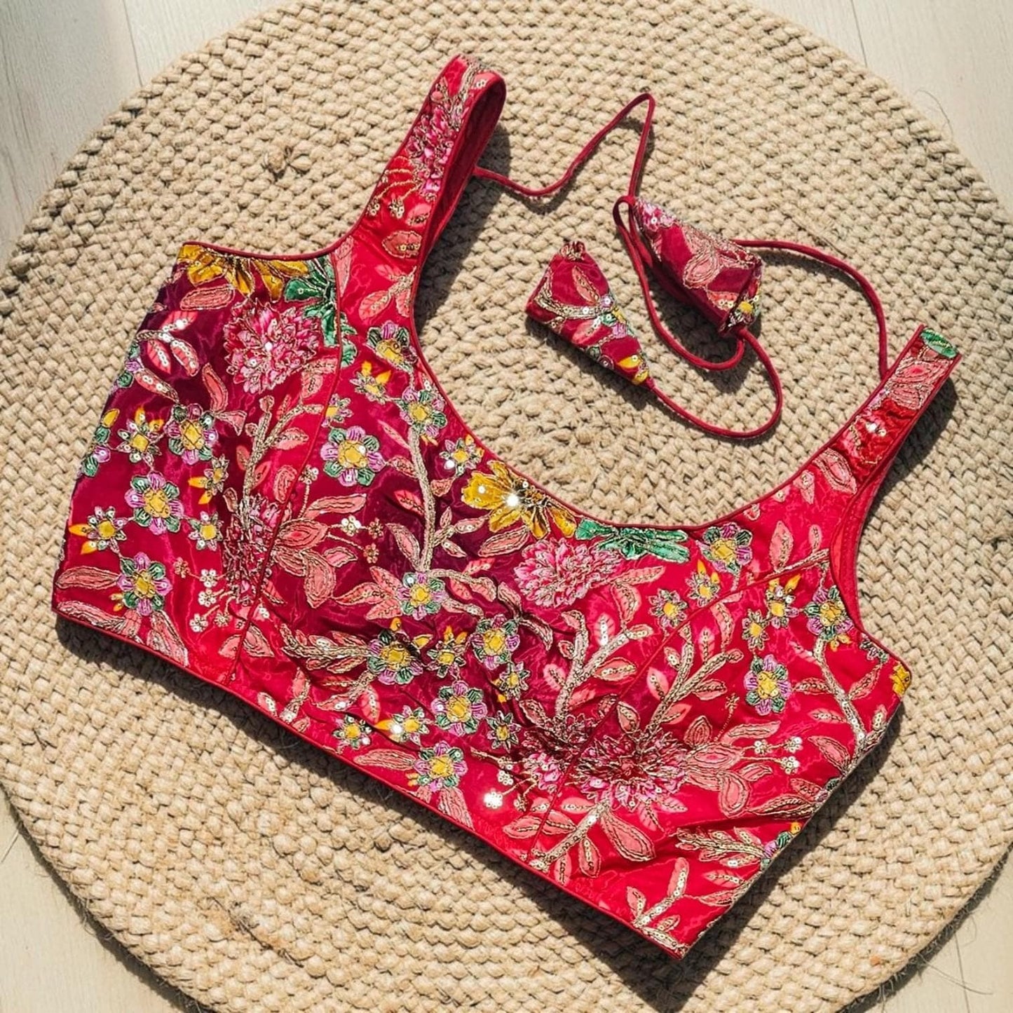 Readymade Floral Saree Blouse | Padded, Size 36-46 | Indian Wedding Blouse UK