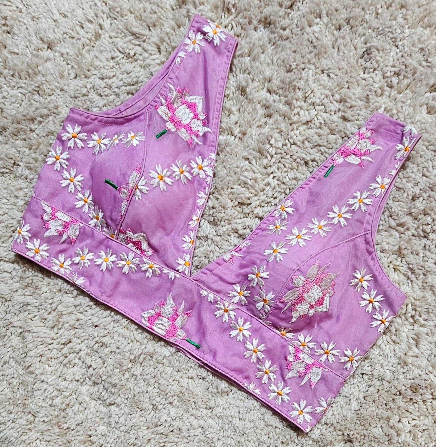 Readymade Saree Blouse | Padded, Size 3646 | Sleeveless Deep V Neck Blouse UK