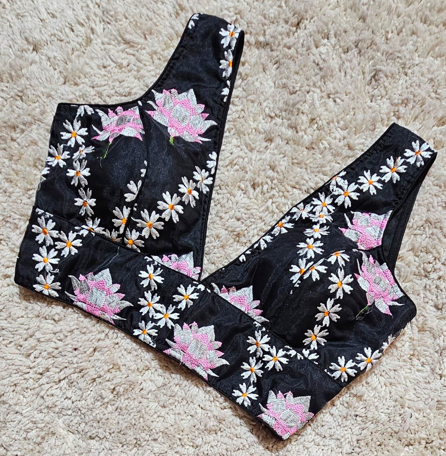 Readymade Saree Blouse | Padded, Size 3646 | Sleeveless Deep V Neck Blouse UK