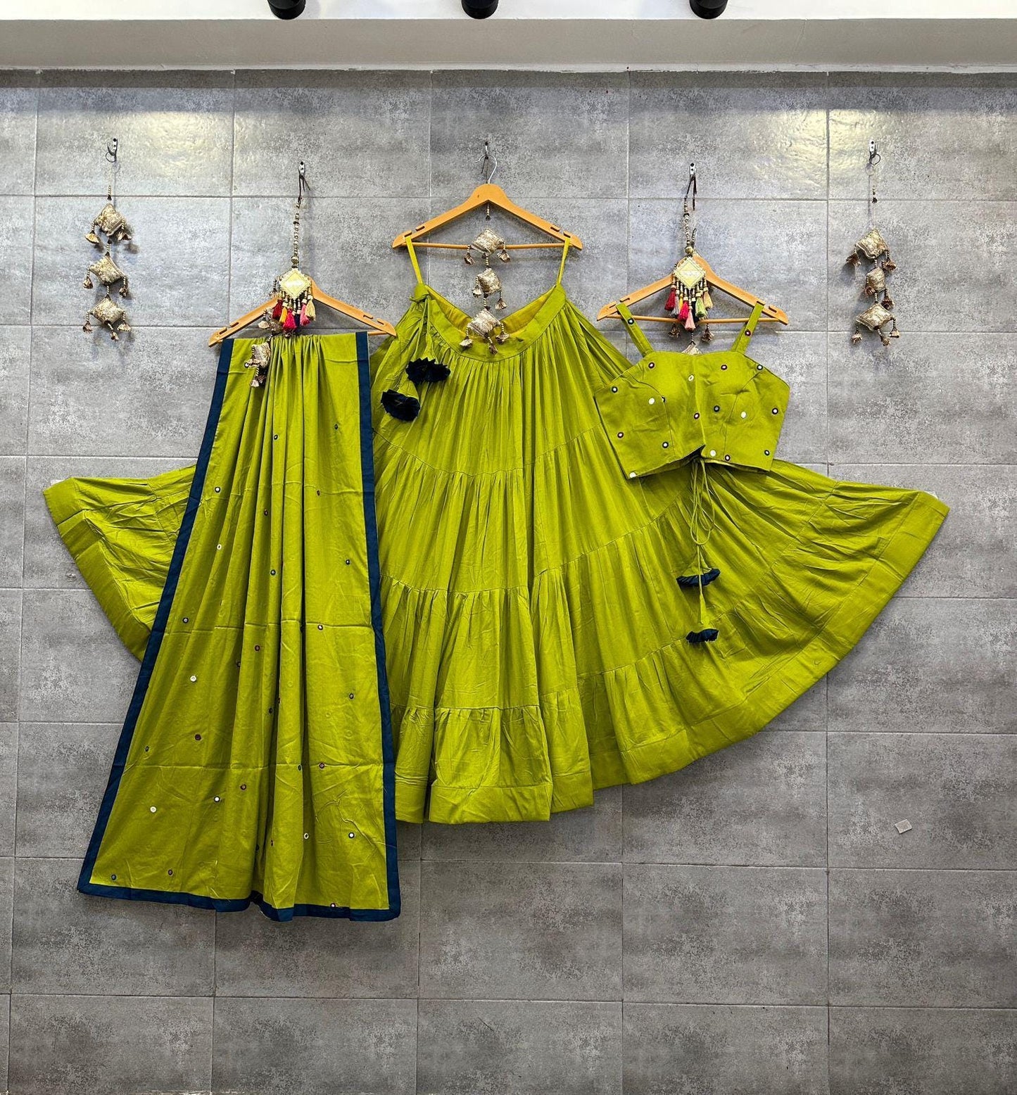 Navratri Lehenga Choli Set | Spaghetti Strap Backless Blouse | Navratri Garba Dress | Ready to Ship | Indian Ethnic Wear