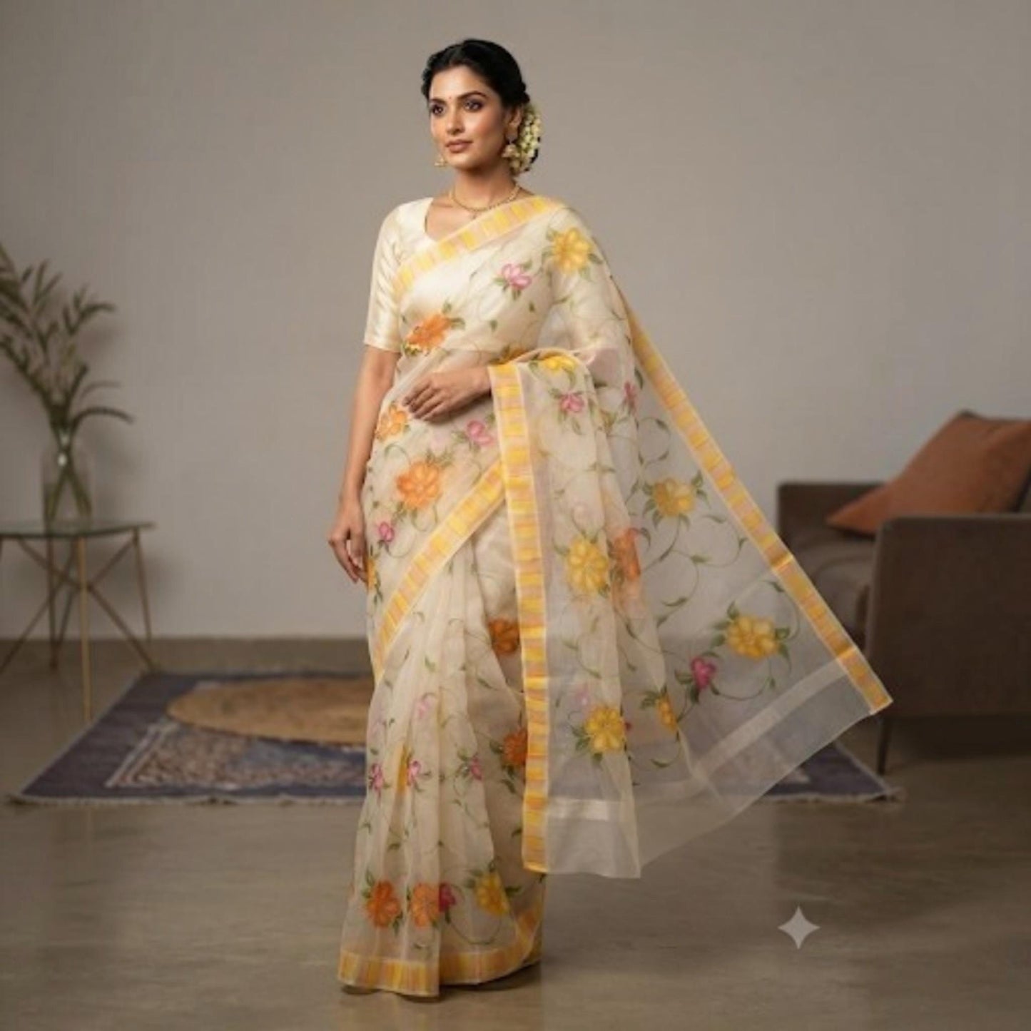 Multicolor Floral Georgette Saree