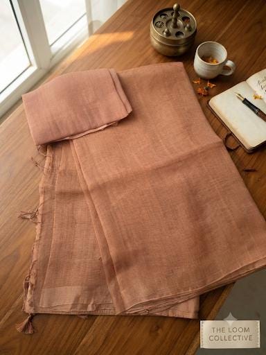 Handloom Tissue Linen Saree | Elegant Festive & Office Wear Saree for Women