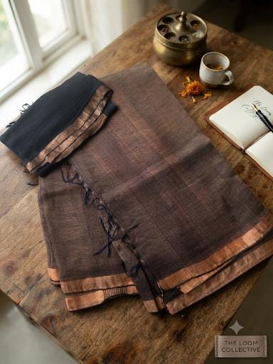 Handloom Tissue Linen Saree | Elegant Festive & Office Wear Saree for Women