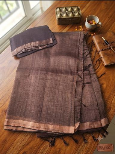 Handloom Tissue Linen Saree | Elegant Festive & Office Wear Saree for Women