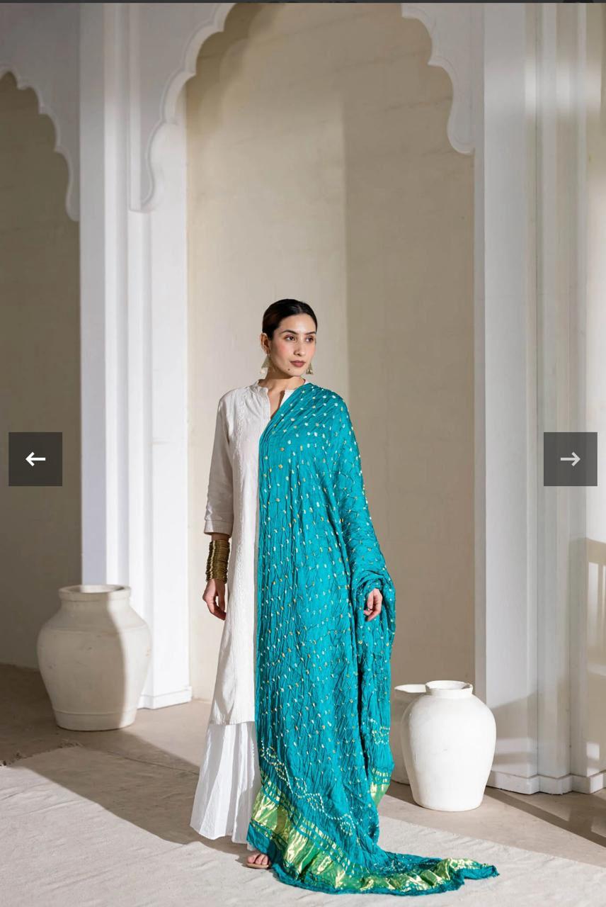 Pure Modal Silk Bandhani Dani Dupatta with Zari Lagdi Patta