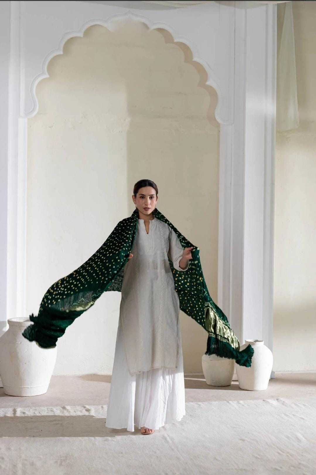 Pure Modal Silk Bandhani Dani Dupatta with Zari Lagdi Patta