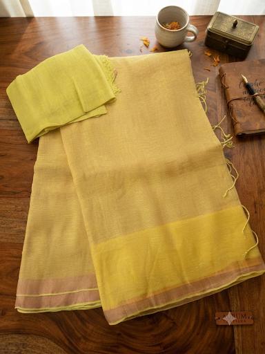 Handloom Tissue Linen Saree | Elegant Festive & Office Wear Saree for Women