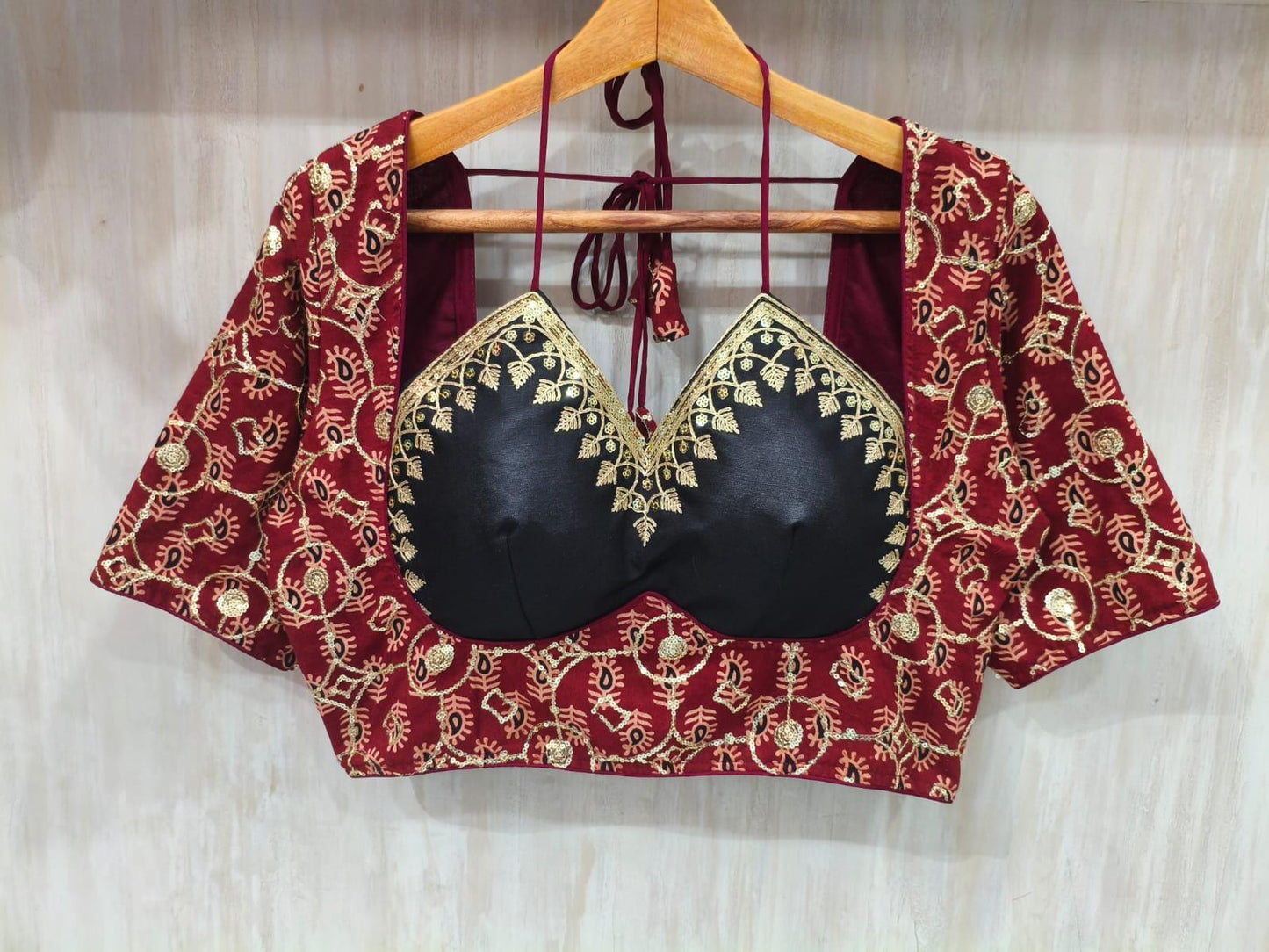 Readymade Saree Blouse | Padded, Size 36-46 | Masaba Pattern Ajrakh Blouse UK