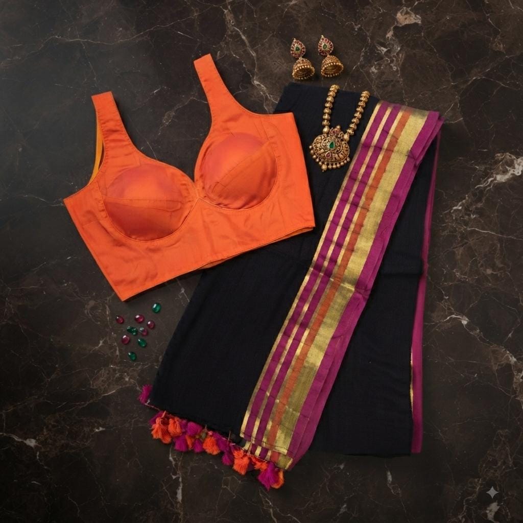 Bengal Cotton Saree  & Readymade Blouse Combo