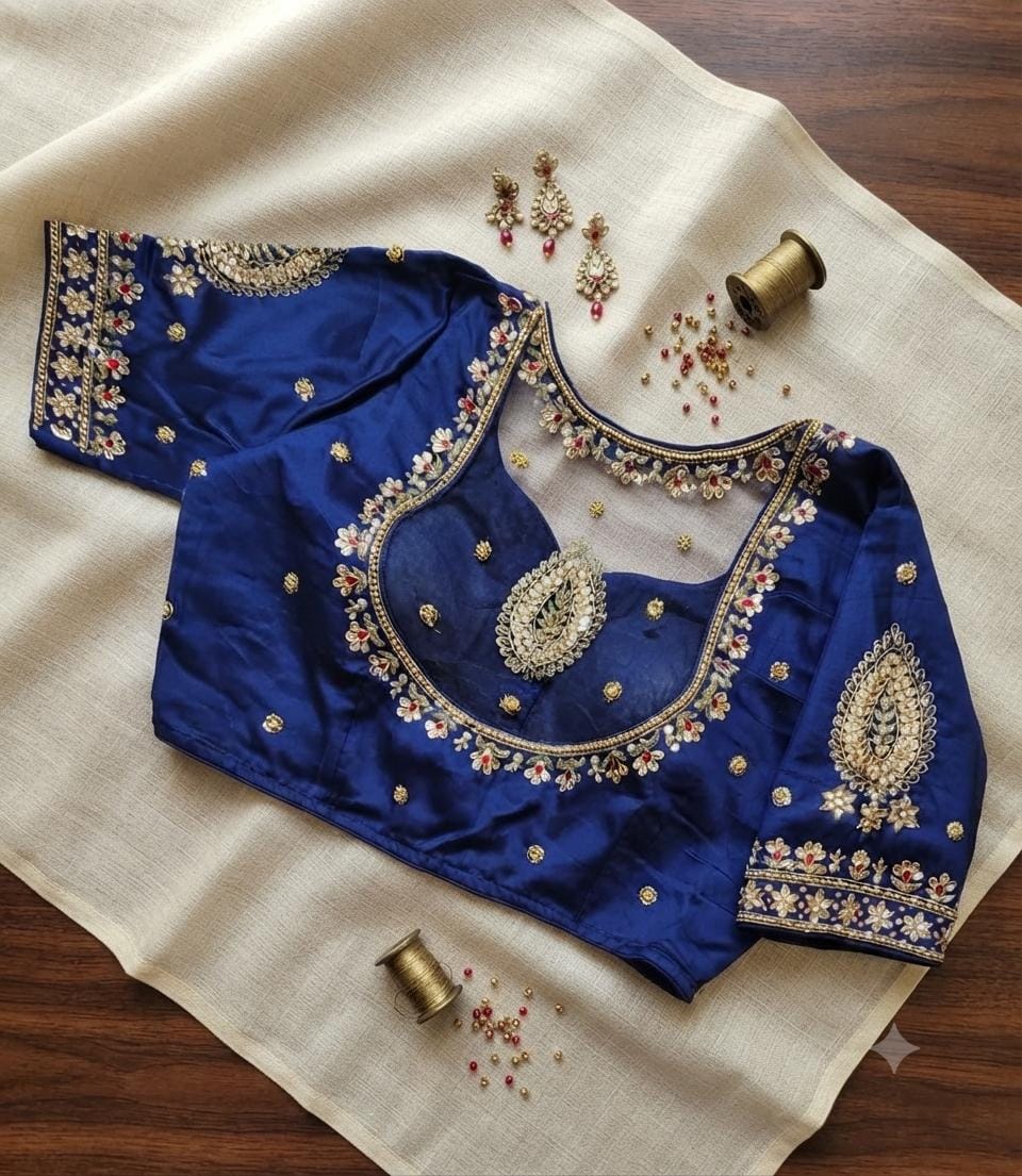 Readymade Aari Work Bridal Saree Blouse | Padded, Size 3846 | Indian Wedding Blouse UK