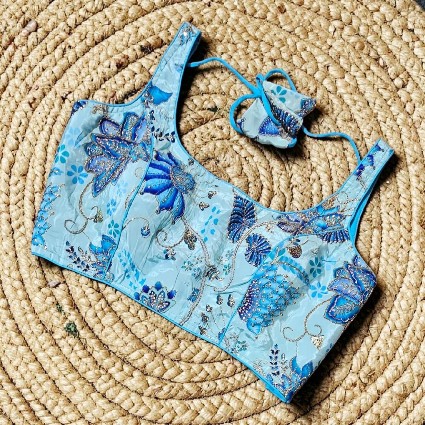 Readymade Floral Saree Blouse | Padded, Size 36-46 | Indian Wedding Blouse UK