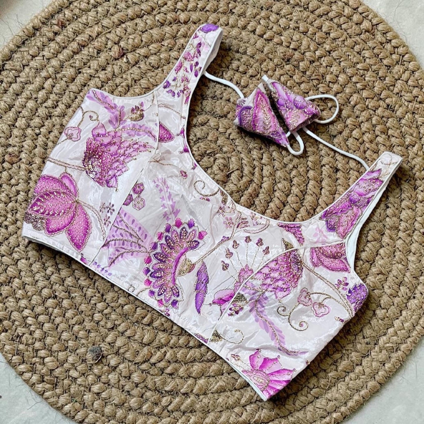Readymade Floral Saree Blouse | Padded, Size 36-46 | Indian Wedding Blouse UK