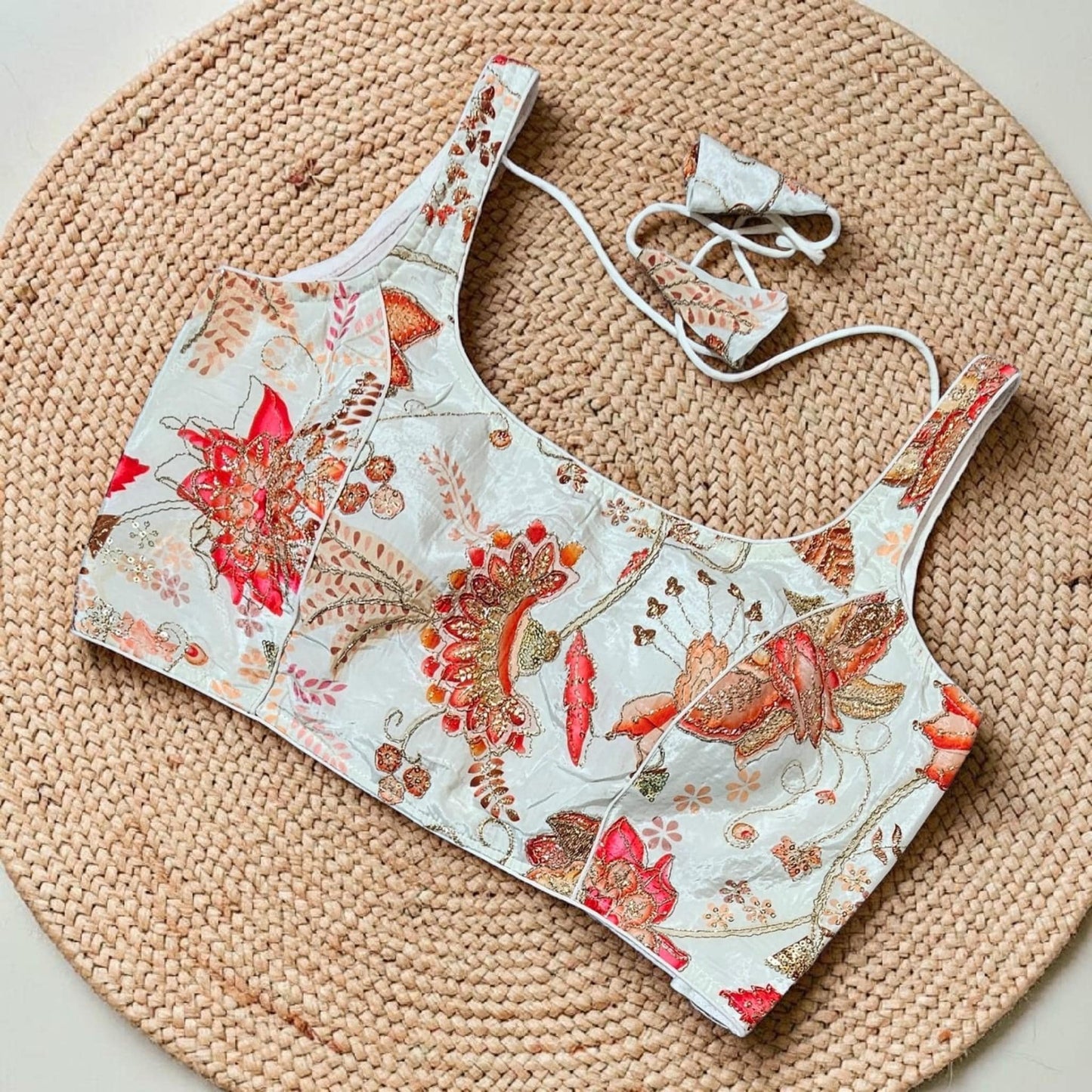 Readymade Floral Saree Blouse | Padded, Size 36-46 | Indian Wedding Blouse UK