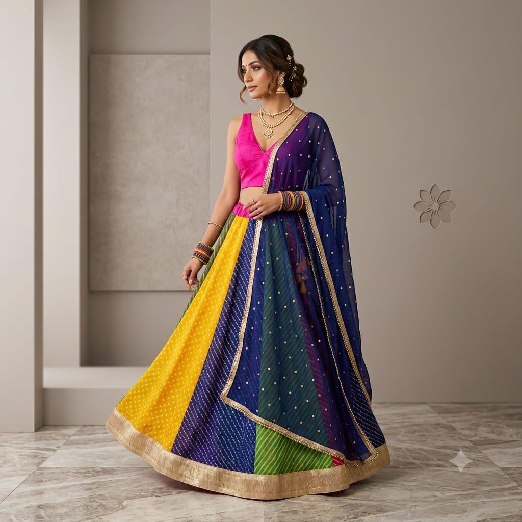 Bandhani Georgette Lehenga Choli | Festive and Navratri Wear