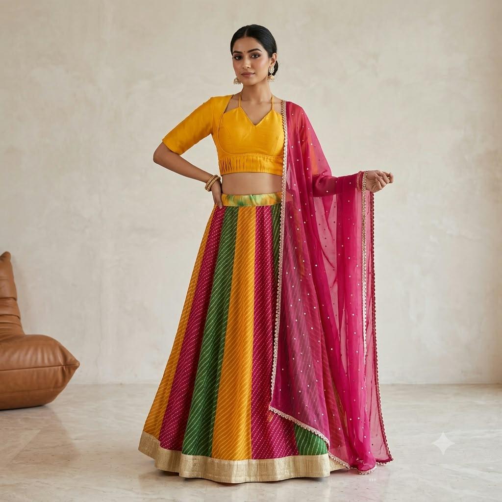 Bandhani Georgette Lehenga Choli | Festive and Navratri Wear