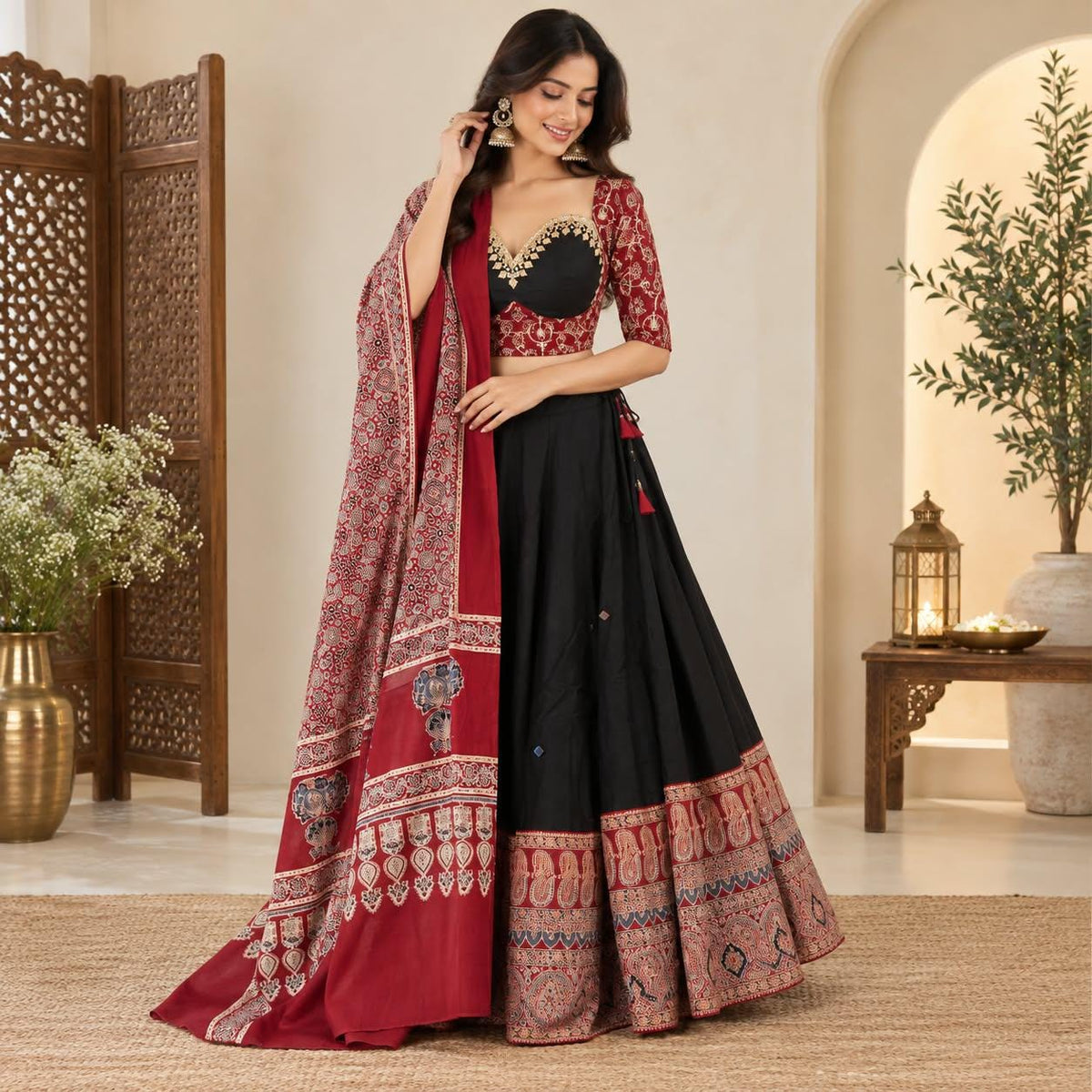 Pure Cotton Ajrakh Lehenga Choli Set