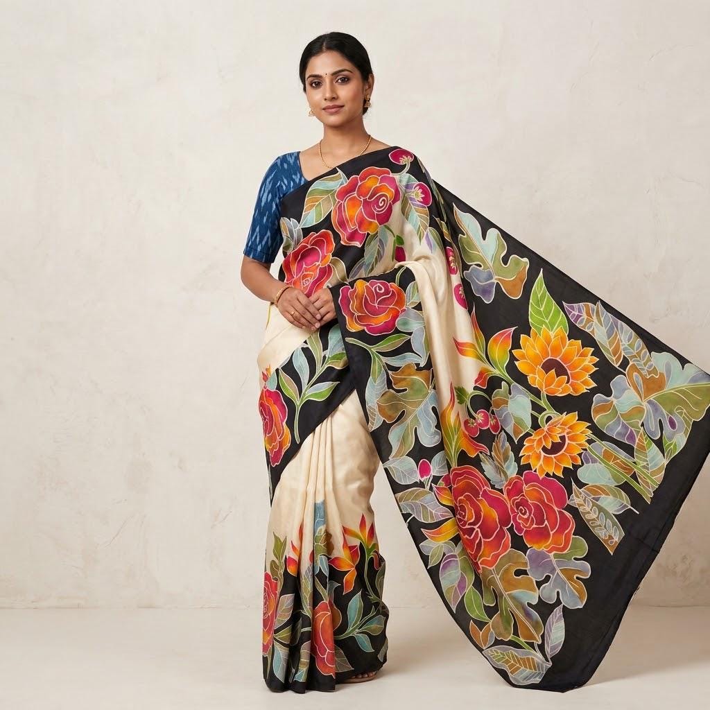 Silk Mark Certified Pure Silk  Saree | Handpainted Silk Saree