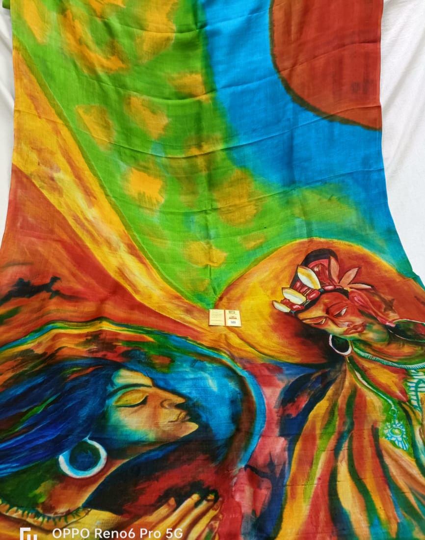 Silk Mark Certified Pure Silk Batik Saree | Handpainted Saree