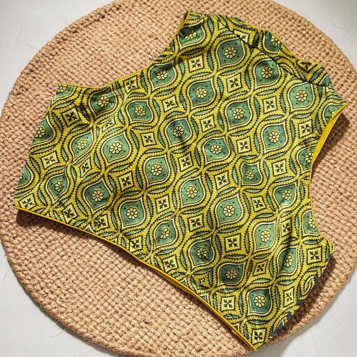 Readymade Ajrakh Saree Blouse | Modal Silk | Padded, Size 3646 | Indian Wedding Blouse UK
