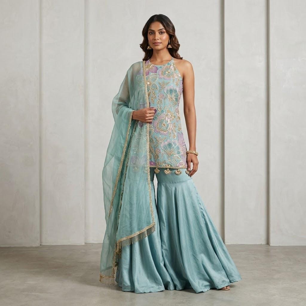 Elegant Embroidered Garara Set