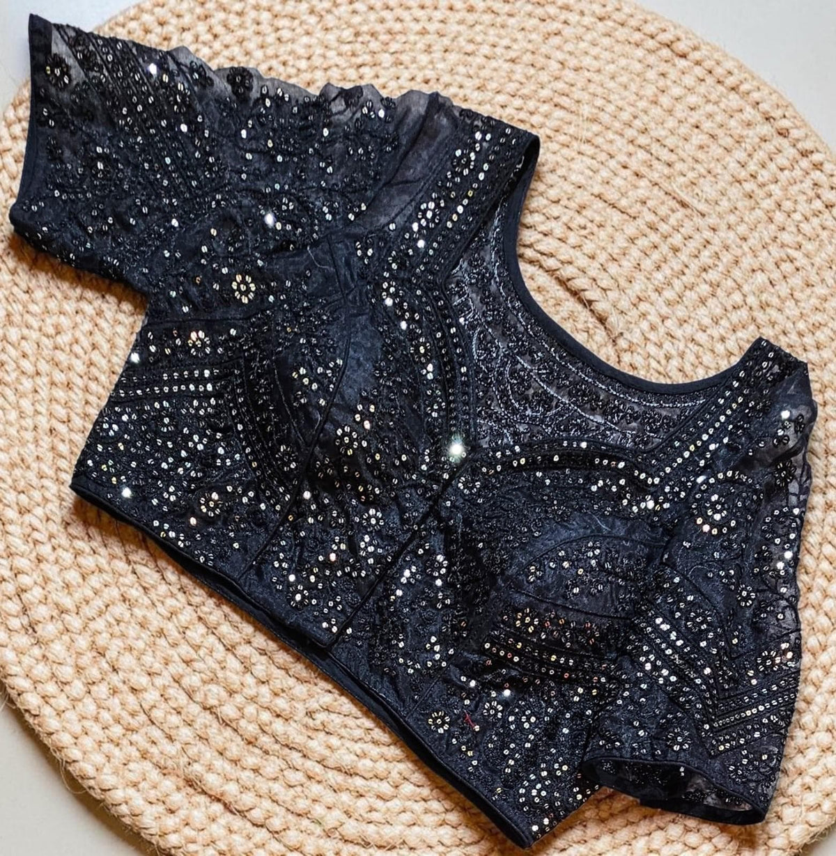 Readymade Oraganza Sheer Back Saree Blouse | Padded, Size 3646 | Indian Wedding Blouse UK