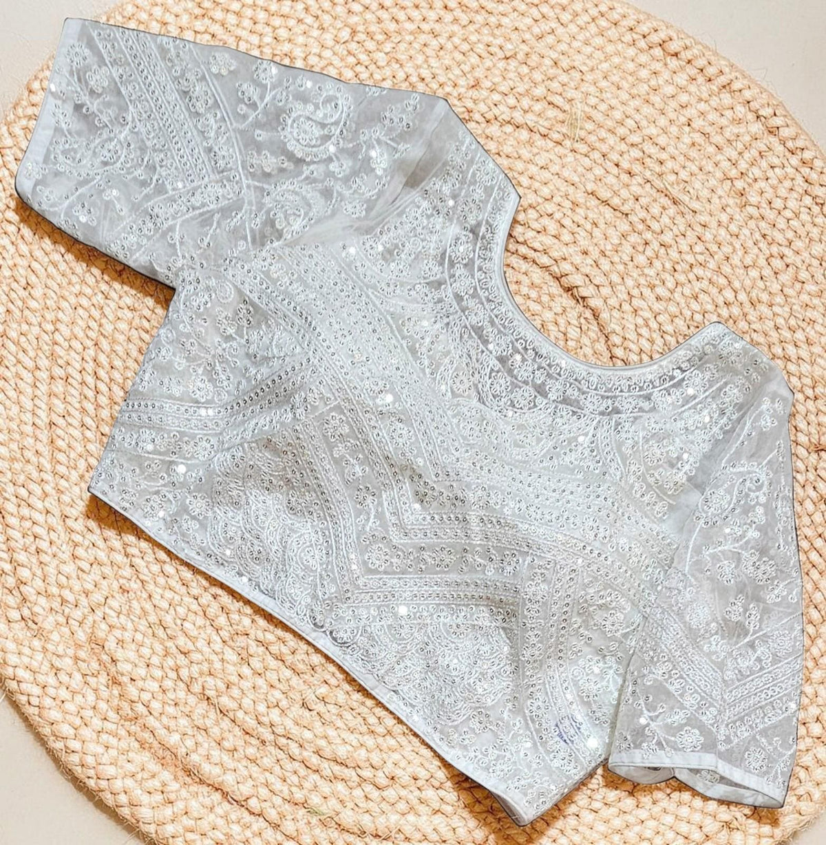 Readymade Oraganza Sheer Back Saree Blouse | Padded, Size 3646 | Indian Wedding Blouse UK
