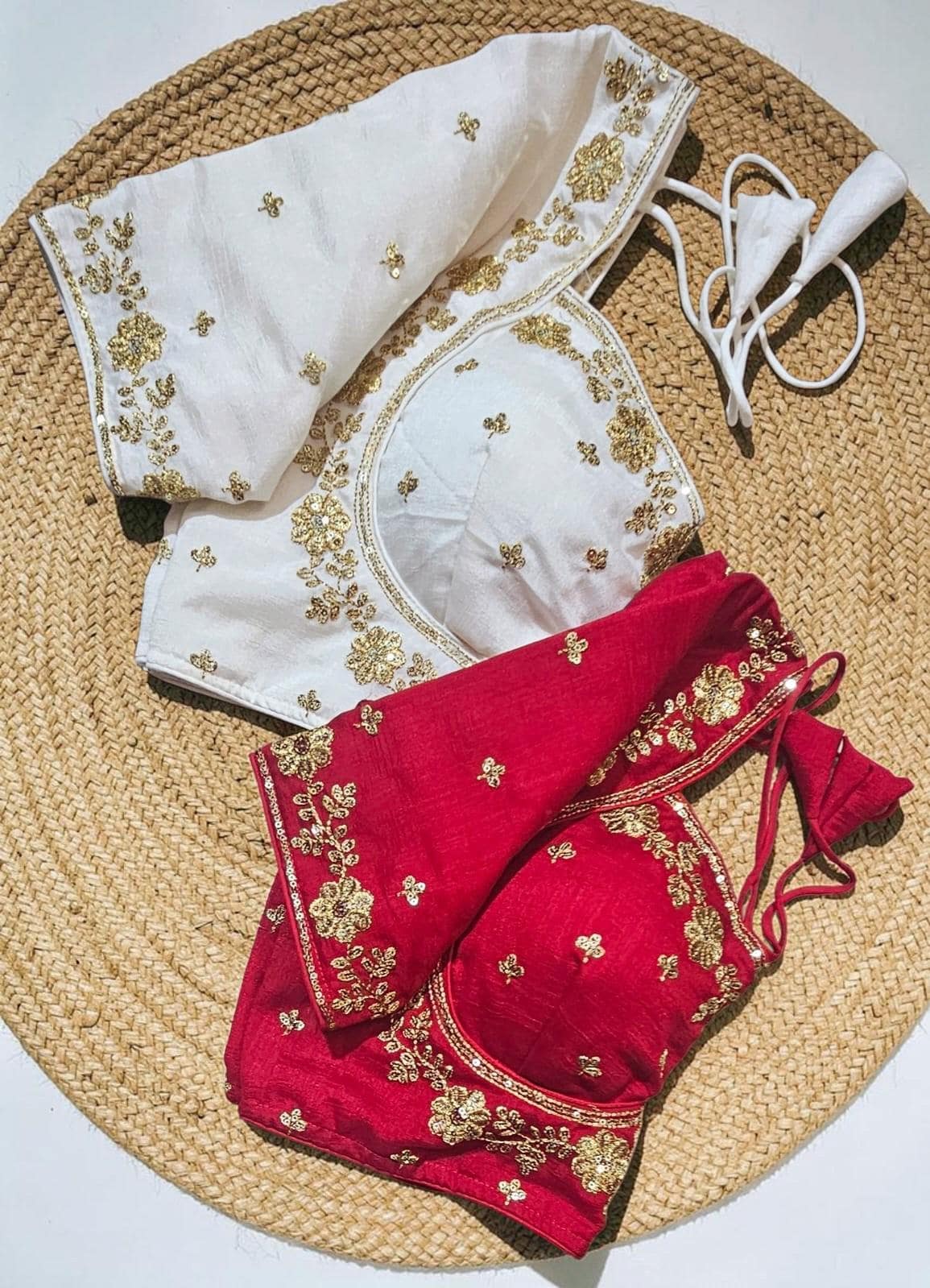 Silk Readymade Saree Blouse, Glass Sleeves, Madhubala Cut, Heavy Tassels, Back Hook & Eye