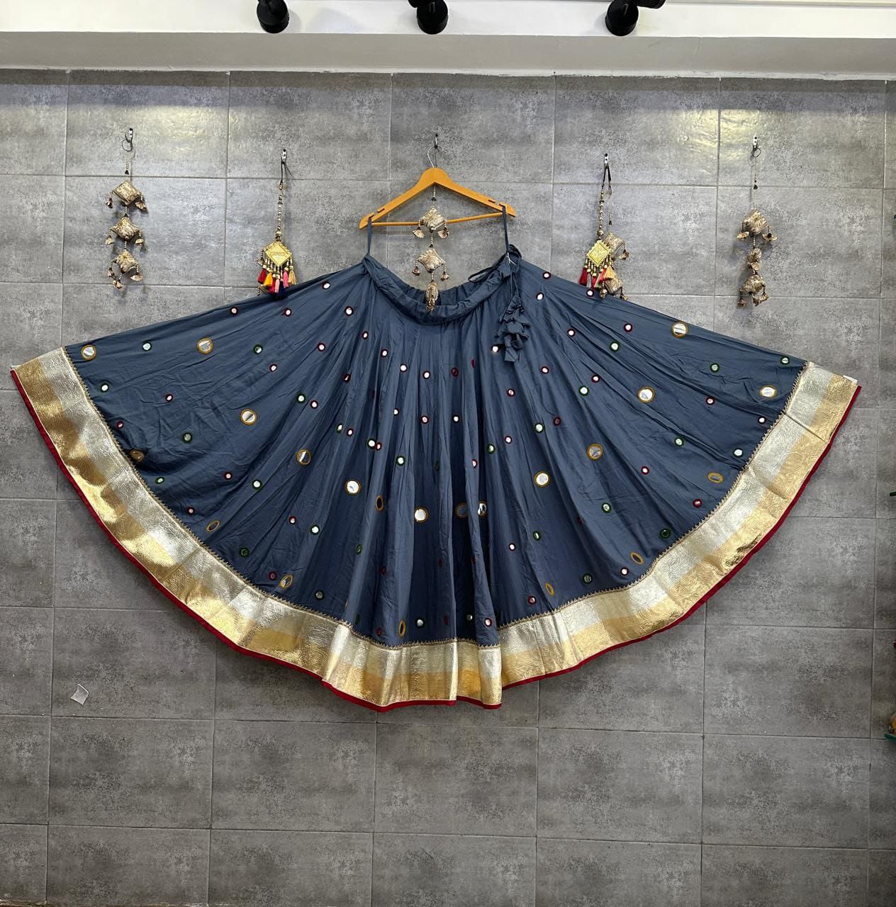 Jagmag Pure Rayon Cotton Chaniya | Hand Aari & Mirror Work
