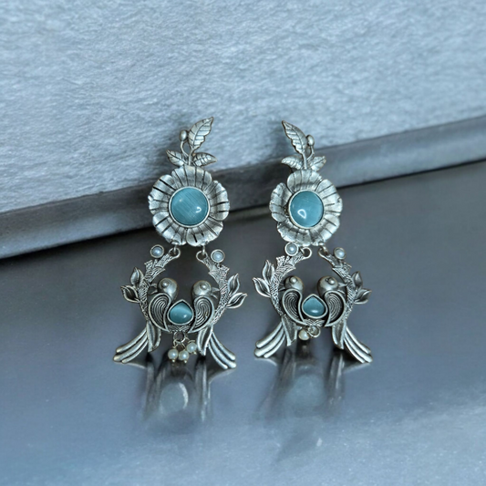 Blue Songbird Silver Replica Earrings