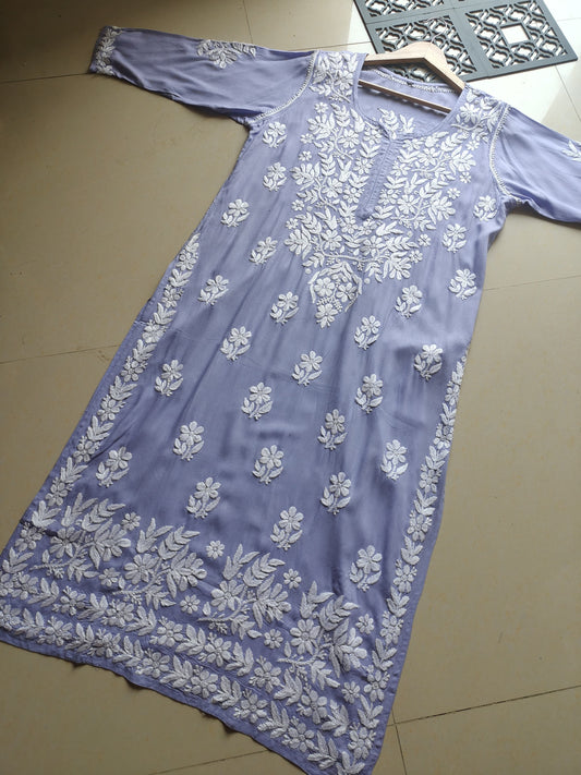 Tarini Chikankari Kurta - Radiant like a lavender bloom.