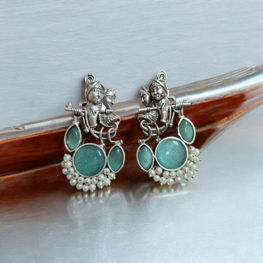 Radha Krishna Oxidised Earrings | Handcrafted Statement Jewellery