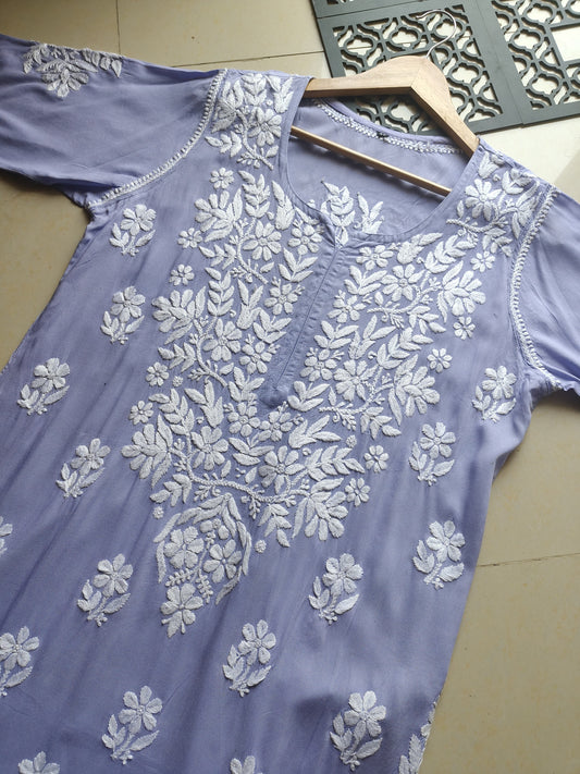 Tarini Chikankari Kurta - Radiant like a lavender bloom.