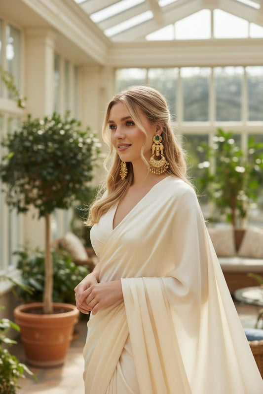 Gold Statement Chandbali Earrings with Green Stone – Bridal & Festive Ethnic Jewellery