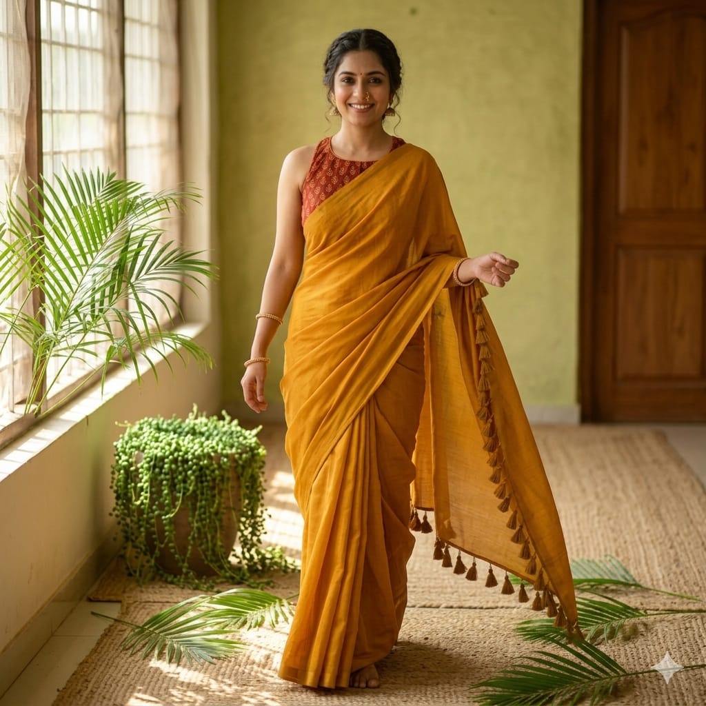Pure Mul Cotton Saree & Blouse