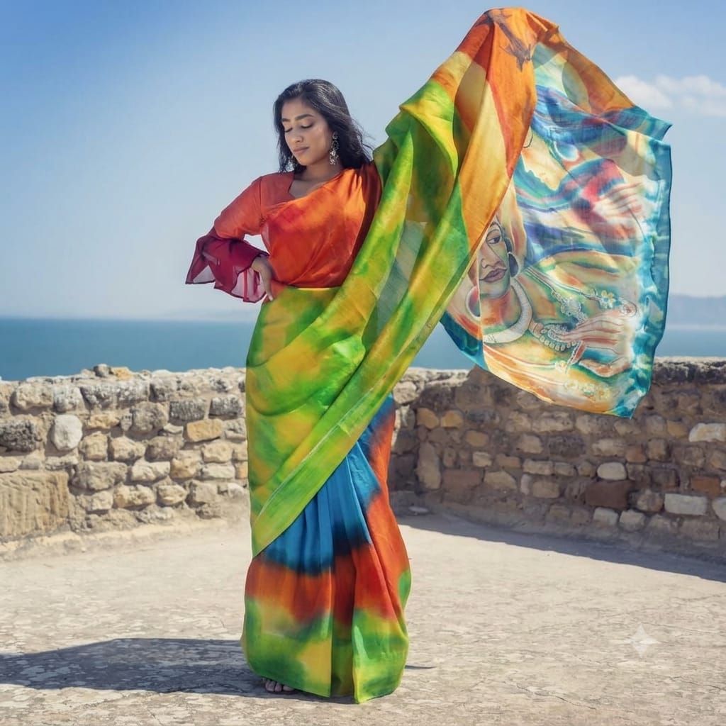 Silk Mark Certified Pure Silk Batik Saree | Handpainted Saree