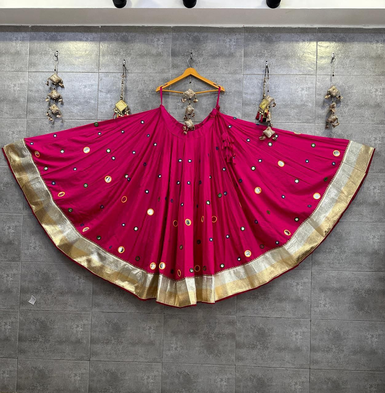 Jagmag Pure Rayon Cotton Chaniya | Hand Aari & Mirror Work