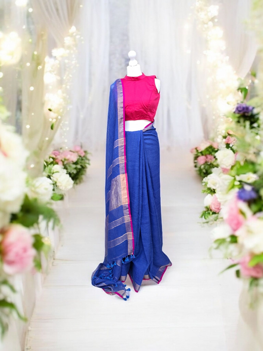 Neelanjali Handloom Linen-Cotton Saree